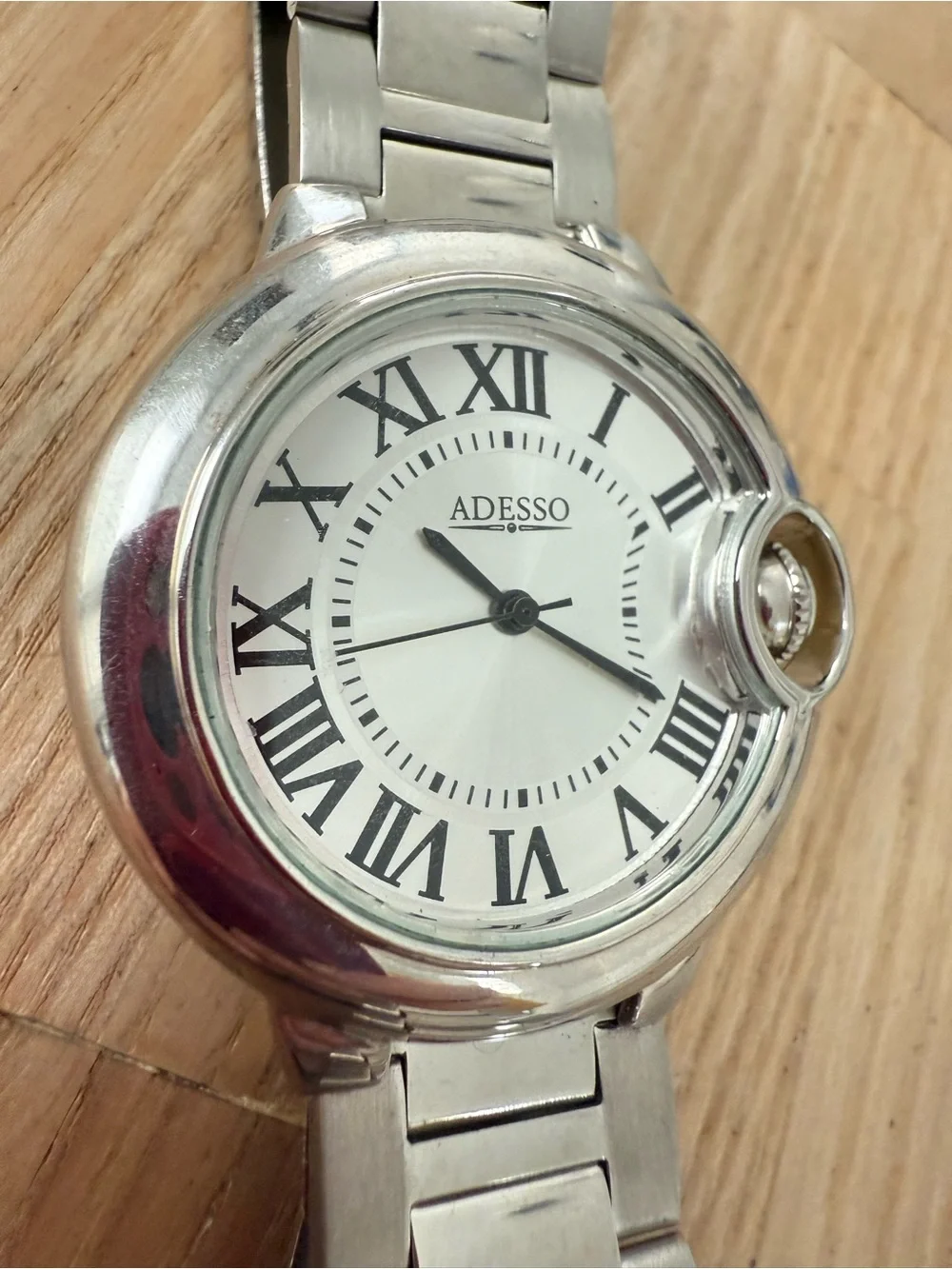 Adesso Roman numerals stainless steel watch NEW BATTERY